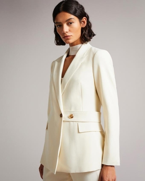 Blazer Ted Baker Peak Lapel With Waist Tab Blanche Femme | KQF-10754005